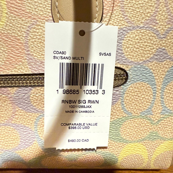 Coach Rowan Satchel Bag In Pastel Rainbow Signature Canvas CDA90 NWT - Picture 6 of 7